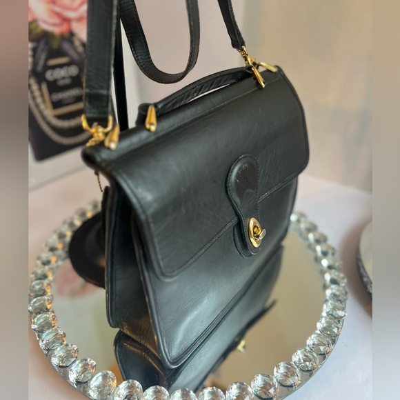COACH vintage Willis Black Leather Top Handle Crossbody Bag 10.5x10x3.5” - Picture 5 of 16